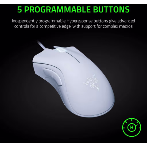 Imagen 3 de Mouse Gamer Alámbrico Razer DeathAdder Essential Ergo Óptico 6400DPI 5Btns White