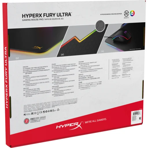 Imagen 6 de Pad Mouse HyperX® FURY Ultra LED RGB 360° Gamer Goma Antideslizo color Negro