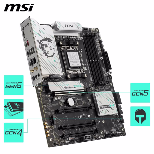 Imagen 4 de Tarjeta Madre MSI B850 GAMING PLUS WIFI Socket AM5 4*DRR5 DP 4*PCIe3*M2 WIFI 7