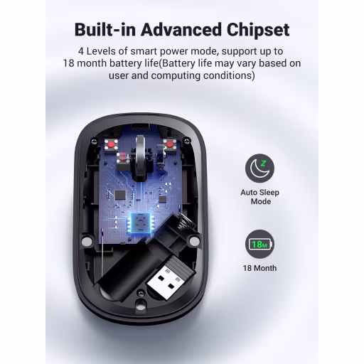 Imagen 4 de Mouse Inalámbrico Ugreen MU001 Óptico 4000dpi Bluetooth Ultra delgado Gris Oscur