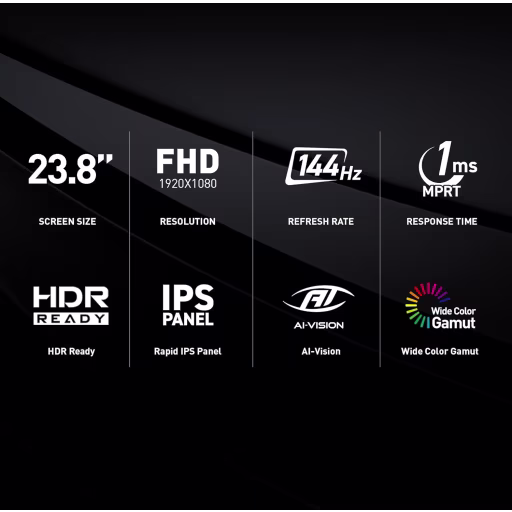 Imagen 1 de Monitor MSI G242L E14 23.8" IPS FHD 1920*1080 HDMI DP 144HZ 1ms (MPRT) HDR