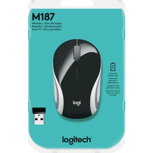 Imagen 1 de Mini Mouse Inalámbrico Logitech M187 Óptoco 1000dpi 3 Botones USB Negro Refresh