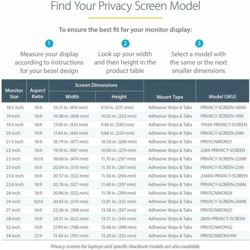Imagen 1 de Filtro Privacidad para Monitor 24" 16:10 Mate/Brillante Visión +/-30° - StarTech