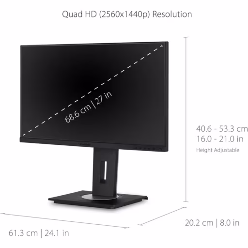 Imagen 4 de Monitor Viewsonic VG2756A-2K 27" QHD 2560*1440 IPS LAN DP HDMI USB-A USB-B USB-C