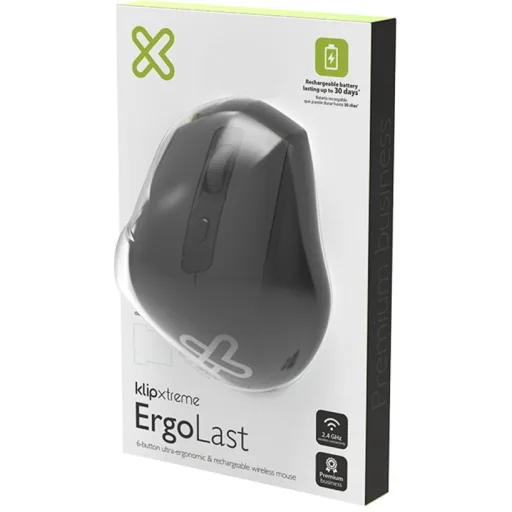 Imagen 5 de Mouse Ergonómico Inalámbrico KlipX ErgoLast KMW-760, Óptico 2.4GHz Recarg 6 Btns