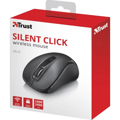 Imagen 4 de Mouse Inalámbrico Trust Zelo Silent Óptico 2400DPI 4 Botones Ambidiest USB Negro