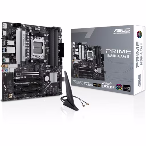 Imagen 0 de Tarjeta madre Asus Prime B650M-A AX6 II AM5 AMD 4*DDR5 WiFi DP HDMI USB 10Gbps