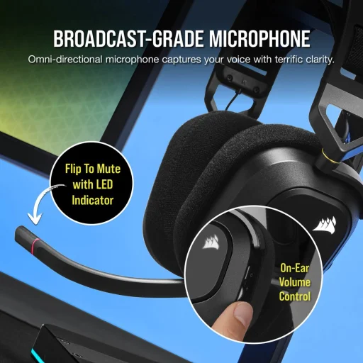 Imagen 11 de CORSAIR Gaming HS80 RGB - Auricular - tamano completo - 2,4 GHz - inalambrico - 