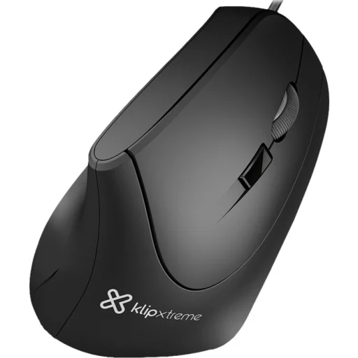 Imagen 2 de Mouse Ergonómico Alámbrico KlipX KMO-506 Óptico 1600dpi 6 Botones USB Negro