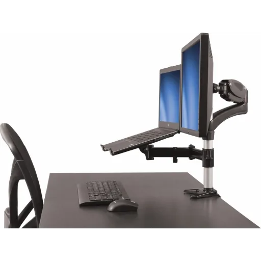 Soporte para monitor y laptop, soporte de escritorio con brazo de triple  monitor
