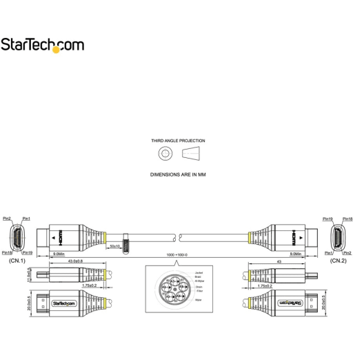 StarTech.com Cable de 1m HDMI 2.0 Certificado Premium - Cable HDMI con  Ethernet de Alta Velocidad Ultra HD 4K 60Hz - HDR10 AR