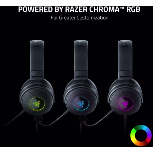 Imagen 3 de Audífonos Gamer Alámbricos Razer Kraken V3, Chroma RGB Audio espacial THX USB-A 