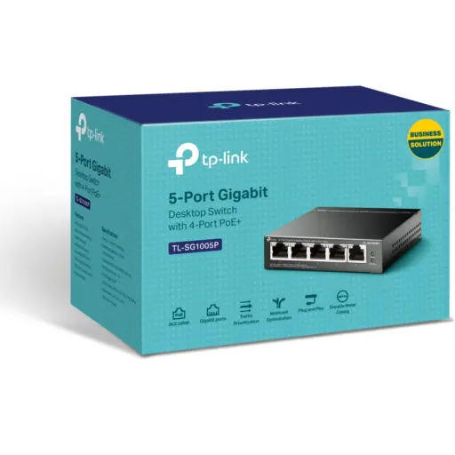 Imagen 1 de Switch TP-Link TL-SG1005P Sobremesa 5 Puertos Gigabit con 4 Puertos PoE