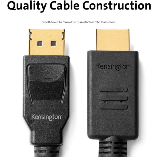 Imagen 11 de Cable DisplayPort a HDMI FHD 1920*1200 Longitud 1,8 metros Negro Kensington