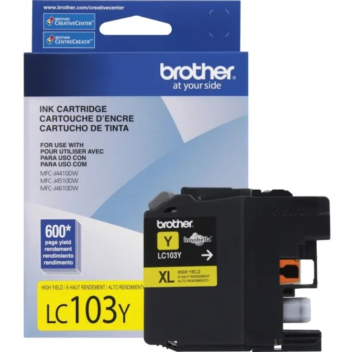 Imagen 0 de Cartridge Brother  LC103Y Amarillo para DCP J152/MFC J245/J285/J450/J4510, 600Pá