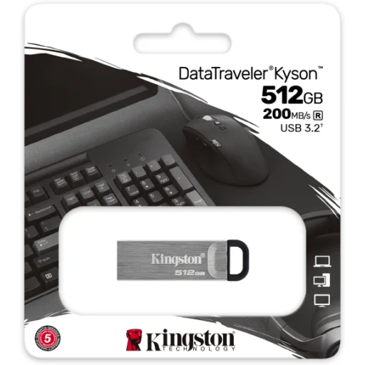 Imagen 3 de Pendrive 512GB Kingston DataTraveler Kyson USB-A 3.2 Lec200MB/s Esc60MB/s Metal