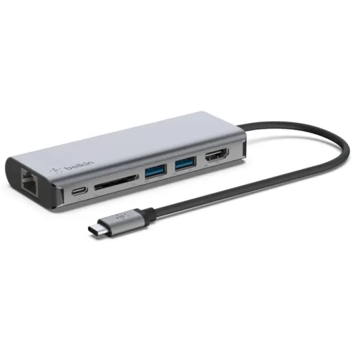Imagen 0 de Adap. Belkin USB-C a HDMI, USB-Ax2, Ethernet, Lector tarjetas + carga