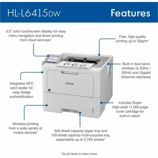 Imagen 9 de Impresora Brother HL-L6415DW Láser Monocrómo 52ppm WiFi Ethernet USB2.0