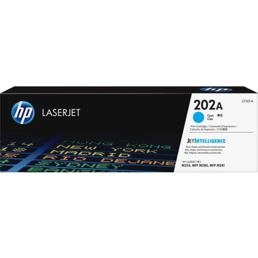 Toner HP 202A Cyan Impresoras Láser LaserJet Pro M254dw/M281fdw, 1300 Pág Aprox