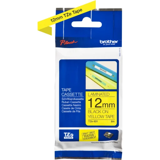 Imagen 2 de BROTHER CiNTA ROTULADORA TZE-631(12MMx8.01 METROS)