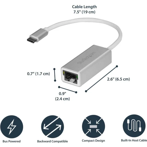 Imagen 2 de Adaptador USB-C a Red Gigabit Ethernet 10/100/1000BT(X) Pto Rj-45 Plata StarTech
