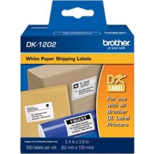 Imagen 1 de Cinta Rotuladora Brother DK1202 6cm x 10cm x 300 Etiquetas Color Blanco