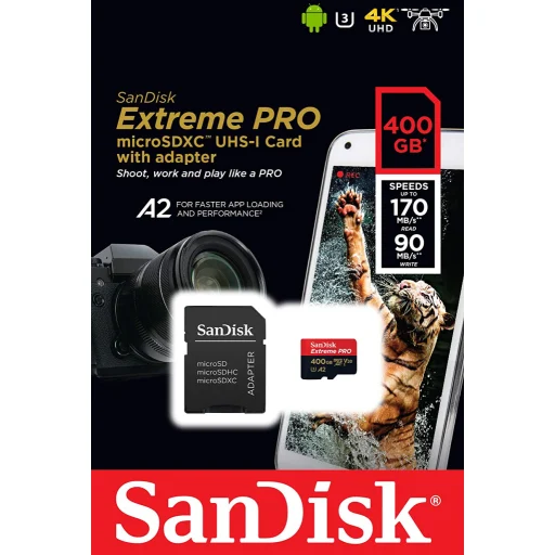 Imagen 0 de SanDisk Extreme Pro microSDXC 400 GB UHS-I (Speed Class 3 / Video Speed Class 30) (SDSQXCZ-400G-GN6MA)