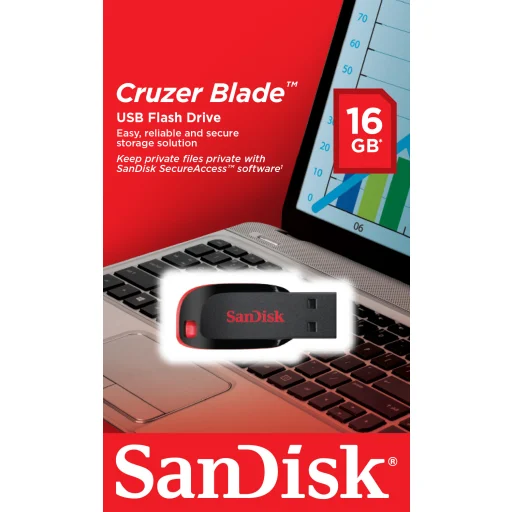 Imagen 1 de Pendrive 16GB SanDisk Cruzer Blade USB tipo-A v2.0 Color Negro y Rojo