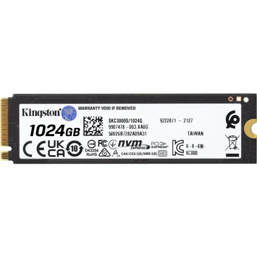 Imagen 1 de Unidad SSD Kingston KC3000 1TB M.2 22*80 PCIe 4.0 NVMe Lect7000MB/s Esc6000MB/s