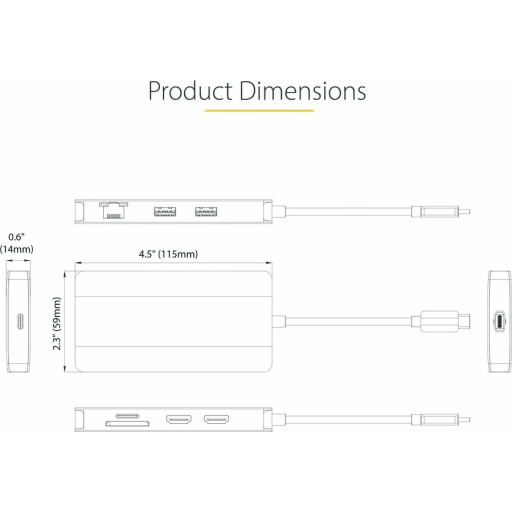 Imagen 4 de Docking Station StarTech USB C a 2*HDMI 4K 60Hz USB-C 2*USB-A3.2 LAN mSD/SD Gris
