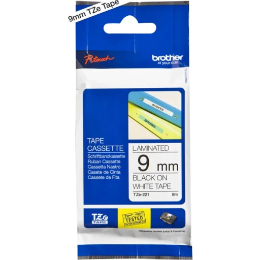 Imagen 4 de Cinta Brother TZE-221 Negro sobre Blanco de 9 mm (0,35 pulg.) para P-Touch 8mt