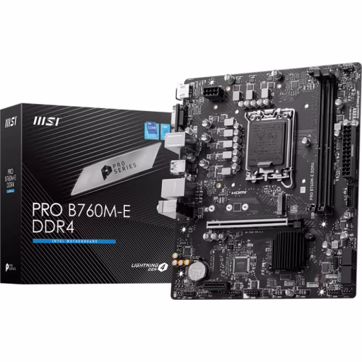 Imagen 0 de Tarjeta Madre MSI PRO B760M-E  LGA1700 14°G 2*DDR4 M.2 HDMI VGA SATA mATX