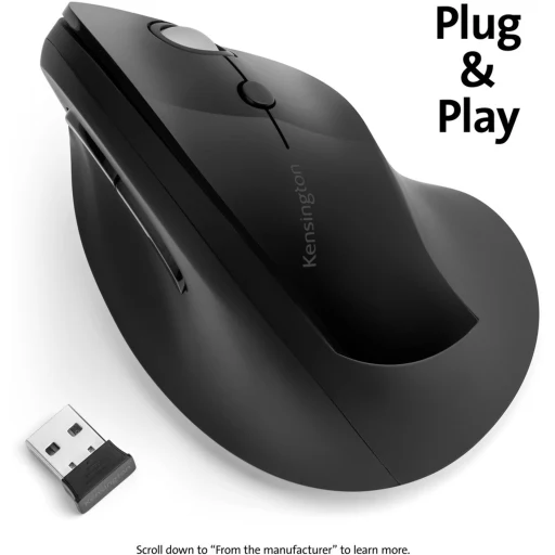 Imagen 10 de Mouse Ergonómico Vertical Inalámbrico Kensington ProFit 6 Btns 1600dpi USB Negro