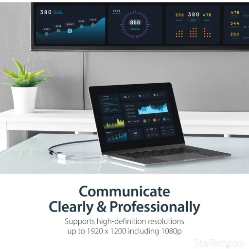 Imagen 4 de Adaptador Gráfico USB-C a VGA USB 3.1 Tipo-C Color Blanco Resolucion 1920*1200