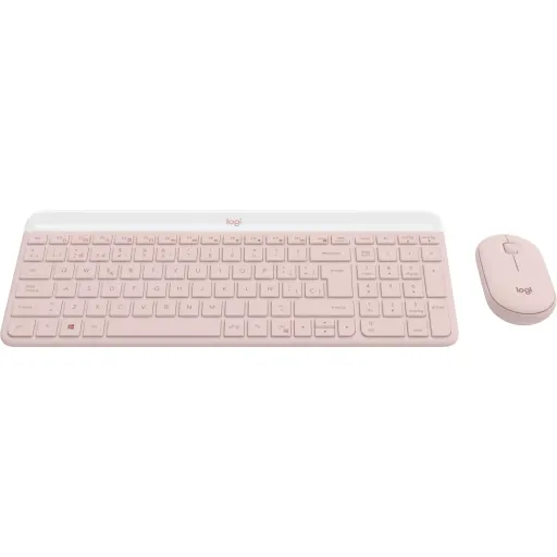 Imagen 2 de Kit Teclado Mouse Inalámbrico Logitech Slim MK470, 2.4GHz, USB Color Rosado