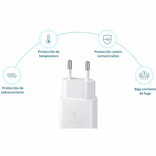 Imagen 4 de Cargador Celular Samsung 15W USB-C con cable 1mt Color Blanco Carga Rapida