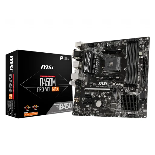 Imagen 1 de Tarjeta Madre MSI B450M PRO-VDH MAX AMD AM4 4*DDR4 M.2 DVI-D HDMI VGA PS2 USB3.2