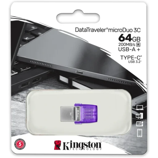 Imagen 4 de Pendrive 64GB Kingston DataTraveler microDuo 3C dual USB-A/USB-C Lec200MB/s