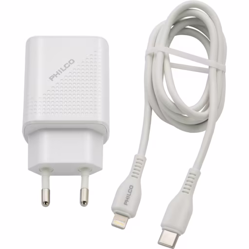 CARG. DE PARED QC3.0 PUERTO TIPO C Y CABLE LIGHNTNING