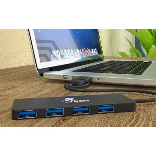 Imagen 3 de HUB USB XTech XTC-390 c/adpatador USB Tipo-C y USB-A, 4 Puertos USB 3.0