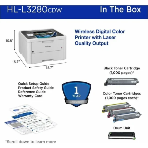 Imagen 9 de Impresora Brother HL-L3280CDW, Láser Color Wi-Fi USB Dúplex Color 27ppm