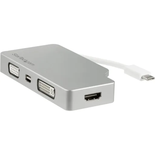 Imagen 0 de Adaptador de Video StarTech 4en1 USB-C a VGA DVI HDMI MiniDisplayPort 30Hz Plata