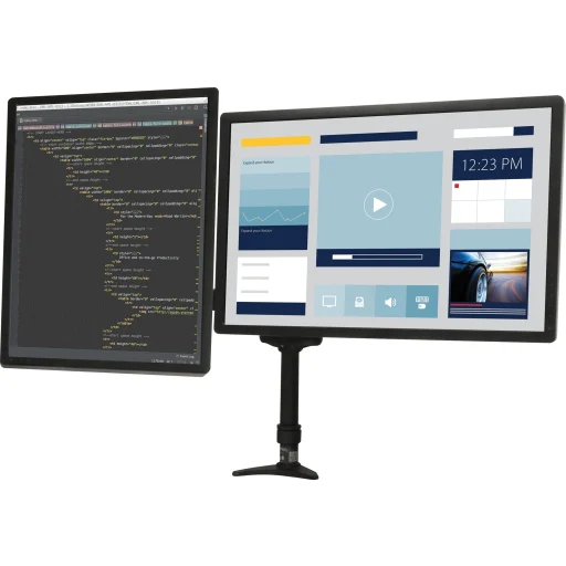 Soporte de 2 monitores con brazo articulado y mástil para pantalla de  sobremesa LCD VESA75 VESA100