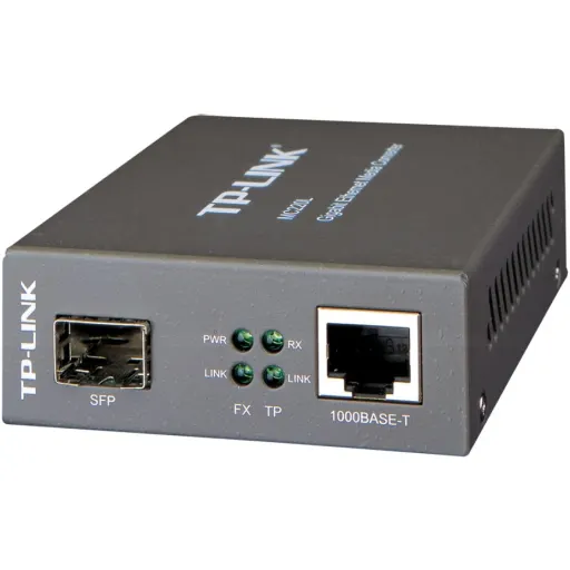 Imagen 0 de Convertidor de Medios TP-LINK 1-SFP 1-1000-RJ45 Ethernet Gigabit Plug-5.5x2.1mm