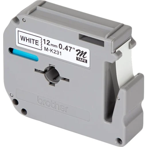 Imagen 2 de Cinta Rotuladora Brother M-231Negro sobre Blanco 12mm 8mts PT-90/100/110 PT70/80