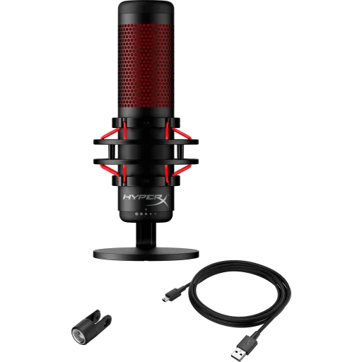 Imagen 5 de Micrófono Gamer Alámbrco HyperX QuadCast, c/Base Calbeado Stereo Negro Rojo