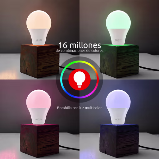 Imagen 2 de Pack 3 Ampolletas Smart Nexxt NHB-C120, WiFi RGB 220V A19 Smart Home