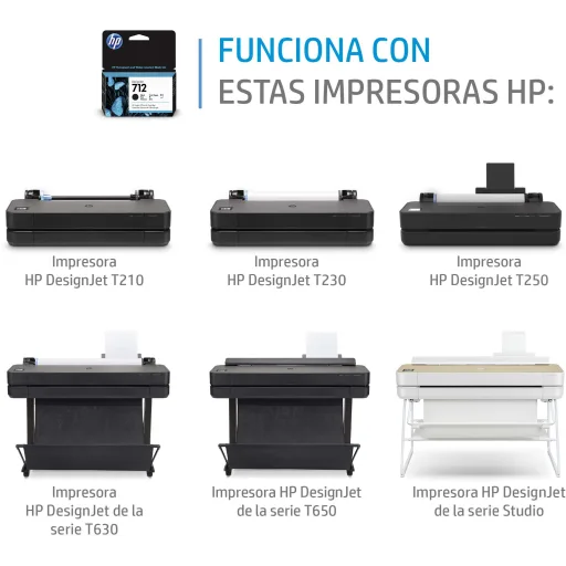 Imagen 1 de Cartridge HP 712 Negro para Impresora DJ T210 T230 T250 T630 T650, 80ml  