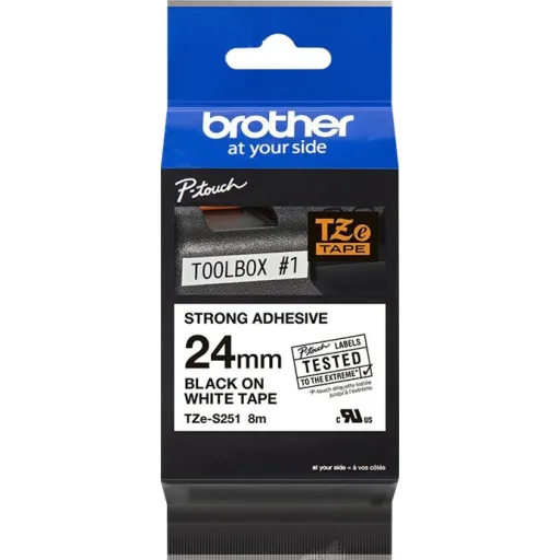 CINTA BROTHER TZE-S251 24mm black on white indstrl tape