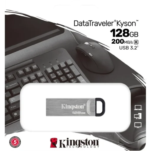 Imagen 4 de Pendrive 128GB Kingston DataTraveler Kyson USB 3.2 Gen1 Esc60MBs Lec200MBs Plata